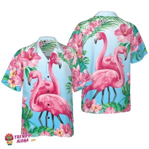 Tropical Floral Flamingo Shirt For Men Hawaiian Shirt