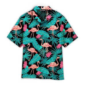 Tropical Leaves Flamingo Trendy Hawaiian Shirt