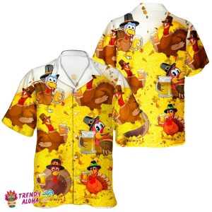 Turkey & Ale Thanksgiving Celebration Unisex Hawaiian Shirt Design
