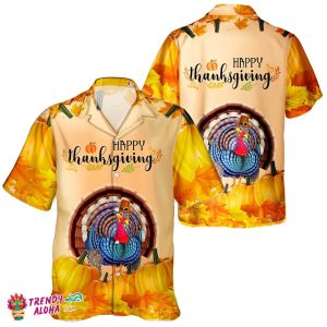 Turkey & Pumpkin Thanksgiving Unisex Hawaiian Shirt for Autumn Fest
