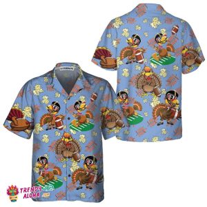 Turkey Playing American Football Thanksgiving Hawaiian Shirt, Funny Turkey Hawaiian , Gift For Thanksgiving Day