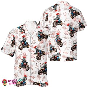 Turkey Rider Bike Theme Unisex Hawaiian Shirt Thanksgiving Fall