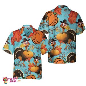 Turkey Thanksgiving Hawaiian Shirt, Funny Pumpkin Turkey Shirt, Unique Thanksgiving Gift