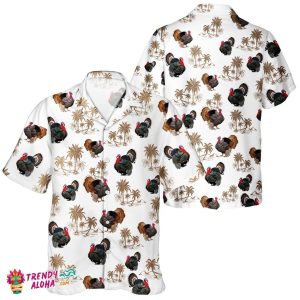 Turkey with Autumn Leaves Theme Unisex Hawaiian Shirt for Thanksgiving