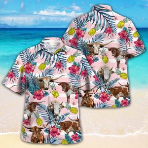 Tx Longhorn Trendy Hawaiian Shirt For Farm Lovers – Tx Longhorn Cow Trendy Hawaiian Shirt, Trendy Hawaiian Shirt For Men And Women