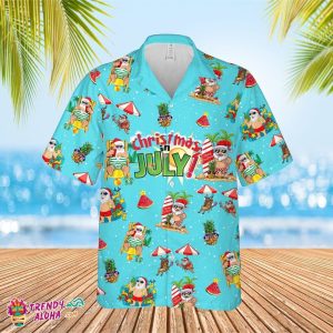 Unique Santa Summer Christmas in July Fun Hawaiian All Over Shirt