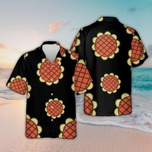 Unisex Anime Sunflower Hawaii Shirt New World Dressrosa Cosplay Costumes Casual Trendy Hawaiian Shirts KLA Shirt Short Sleeve Hawaiian