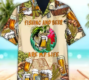 Unisex Fishing And Beer Are My Life Trendy Hawaiian Shirt For Men & Women, KLA Trendy Hawaiian Shirt Short Sleeve Hawaiian