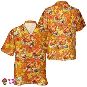 Unisex Hawaiian Shirt with Turkey Meat Design for Thanksgiving Day