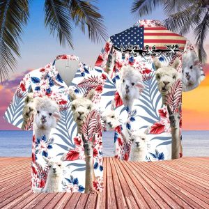 United States Flag Alpacas Lovers Trendy Hawaiian Shirt, Farm Cow Trendy Hawaiian Shirt For Men And Women