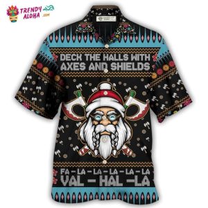 Viking Christmas Deck The Halls With Axes And Shields Hawaiian Shirt – Trendy KLA