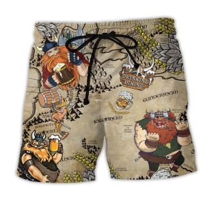 Viking Drinking Love Beer Trendy KLA Hawaiian Beach Shorts