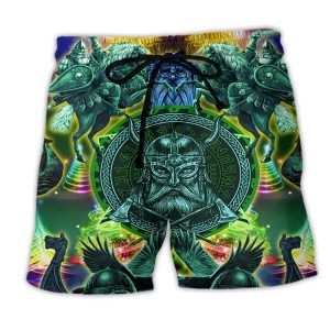 Viking Green Christmas Style Trendy KLA Hawaiian Beach Shorts