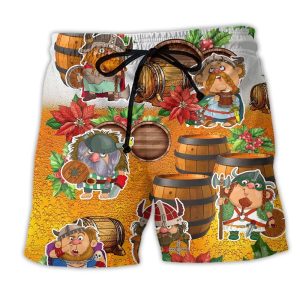 Viking Loves Beer Funny Christmas Style Trendy KLA Hawaiian Beach Shorts