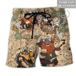 Viking Victory Life Style With Beer Personalized Trendy KLA Hawaiian Beach Shorts