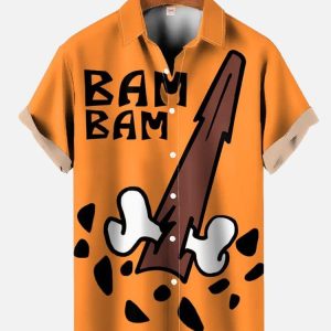 Vintage Nostalgic Movie Fun Bone Stick Printing Hawaiian Short Sleeve KLA Hawaiian Shirt