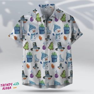 Vintage Snowman Christmas Unisex Hawaiian Winter Tee Shirt