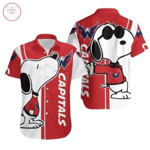Washington Capitals Snoopy Themed Fun and Bright Hawaiian Shirt