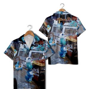 Water Type Pokemon Hawaiian Shirt Ocean Blue Tropical KLA Shirt for Gamers and Anime Lovers