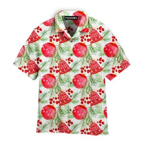 Watercolor Christmas Tree Toys Ball And Bell Pattern Hawaiian Shirt