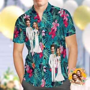 Wedding Gifts, Custom Hawaiian Shirt Personalized Wedding Hawaiian Flower Shirt Best Wedding Gift