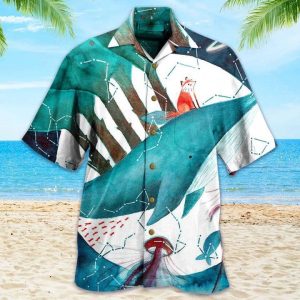 Whale Funny Green Hawaiian Shirt 3D Summer Gifts