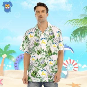 White KLA Busch Light Hawaiian Shirt John Deere Beer