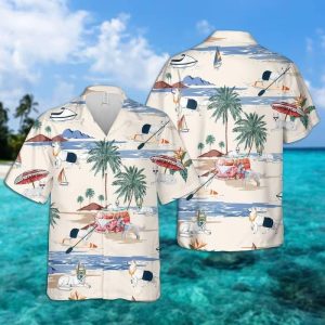 White Shepherd Beach Hawaiian Shirt Ready for Summer Fun