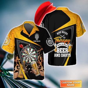 Who Needs Therapy When You Have Beer And Darts Personalized Name 3D Trendy Hawaiian Shirt, Darts Trendy Hawaiian Shirt For Men, Women, Darts Team Shirt