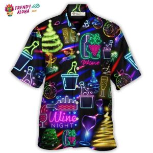Wine Christmas Neon Art Drinking Hawaiian Shirt – Trendy KLA