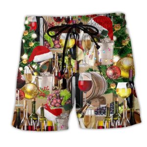 Wine For A Christmas Night Grape Trendy KLA Hawaiian Beach Shorts