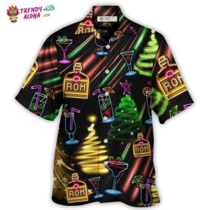 Wine Rum Christmas Neon Art Drinking Hawaiian Shirt – Trendy KLA