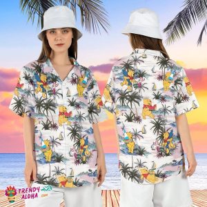 Winnie Pooh Piglet Friends Tropical Disney Beach Hawaiian Top