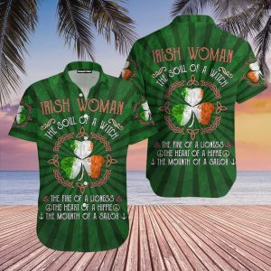 Woman The Soul Of A Witch Irish St Patricks Day Hawaiian Shirt For