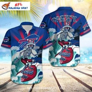 Bills Aloha Shirt – Grateful Dead Skeleton With Surfboard Theme