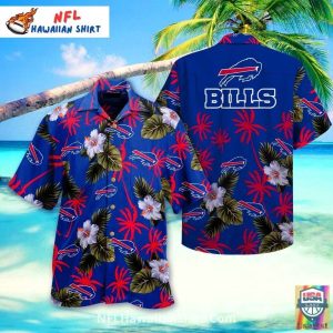 Bills Hawaiian Shirt – Blue Floral Design With Logo